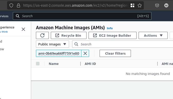 AWS AMI console